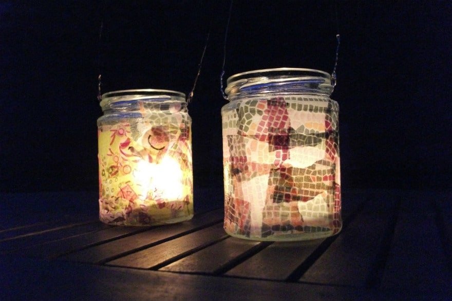 decoupage lanterns