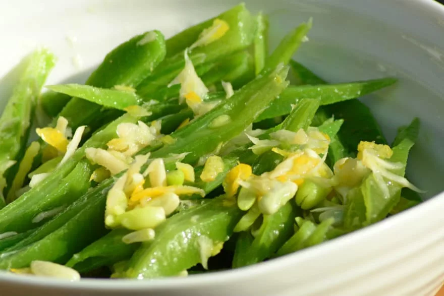 Hot lemon and horseradish runner beans