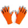 pair orange donkey gardening gloves back of hand