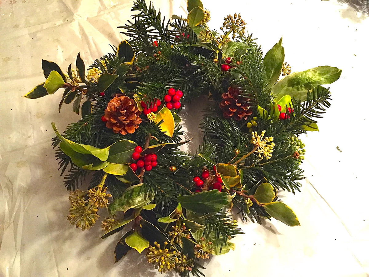 home made Christmas wreath