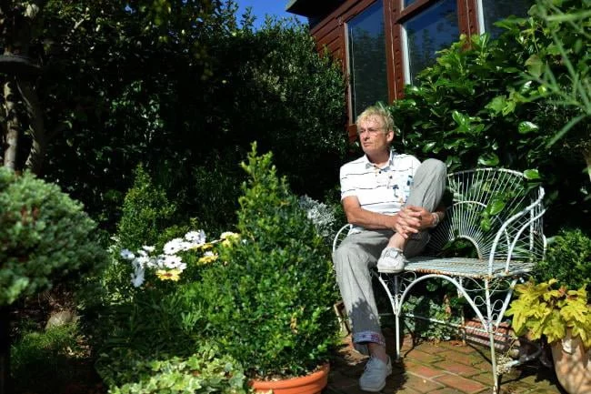 Geoff sat in the garden at Driftwood