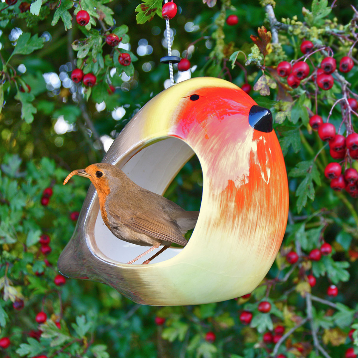 Wildlife World ceramic robin feeder