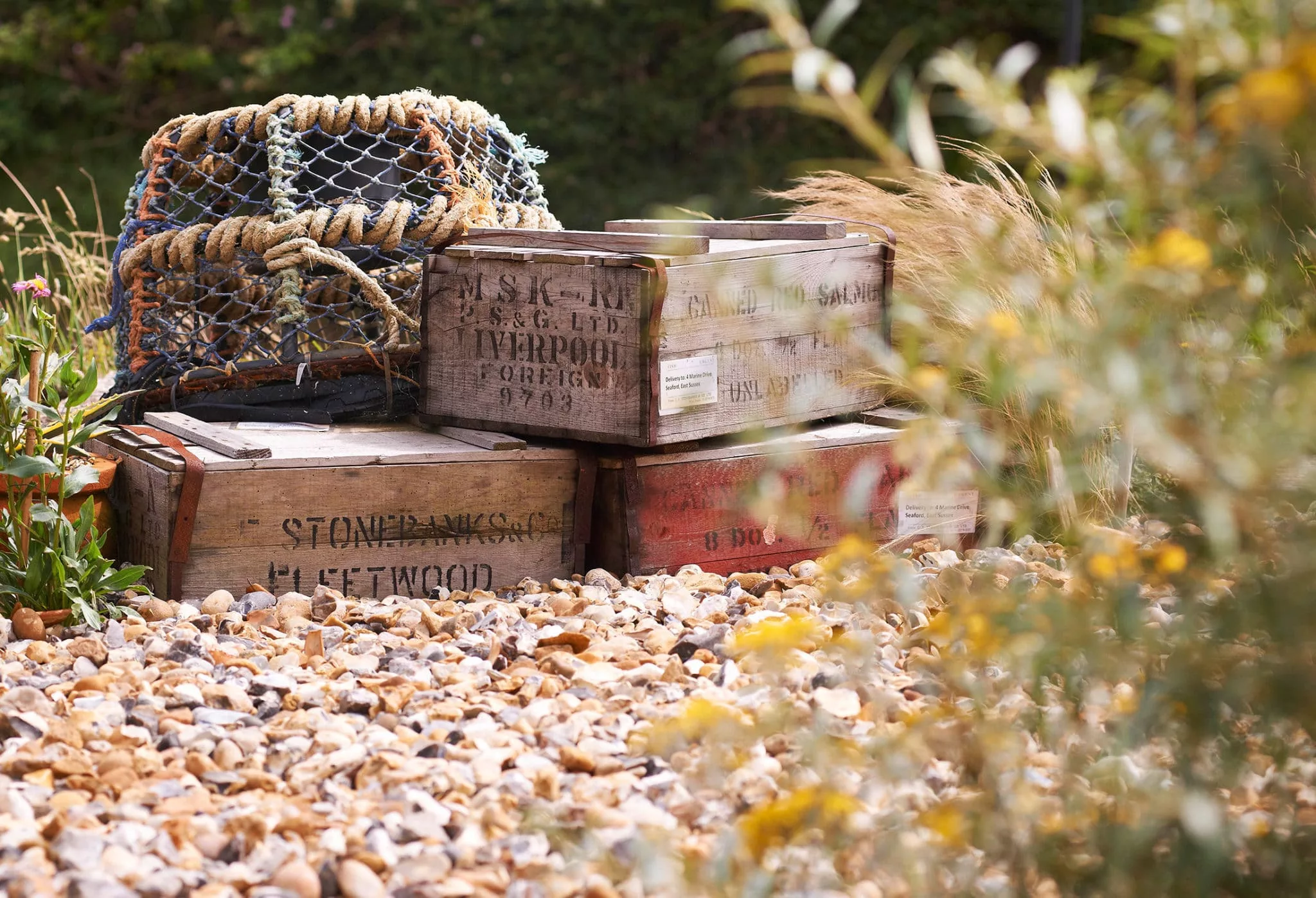 fish crates Driftwood garden