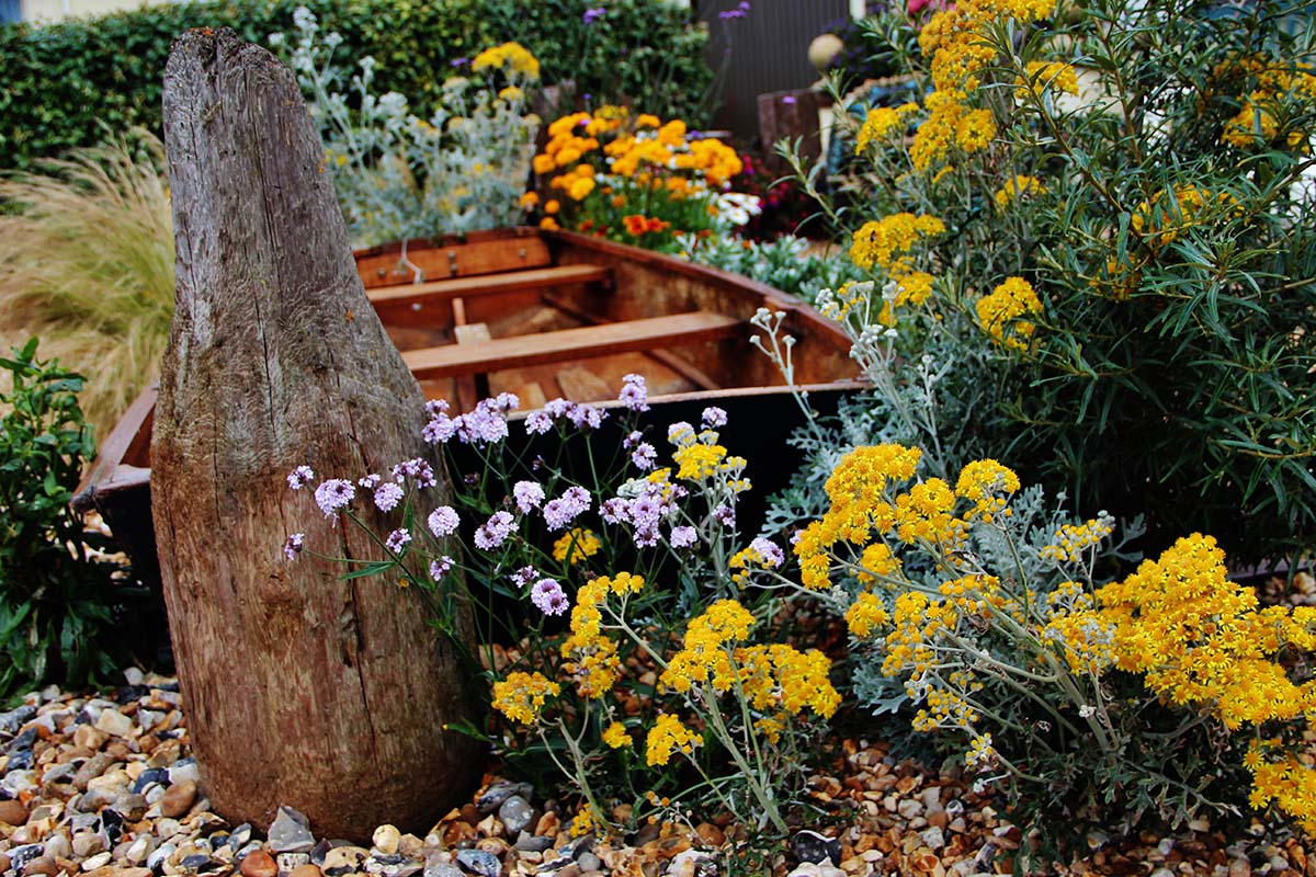 Rowing boat in Driftwood Garden