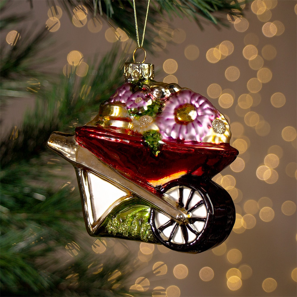 Wheelbarrow shaped bauble