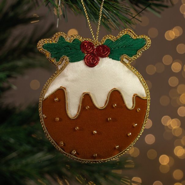 Christmas pudding zari embroidery decoration