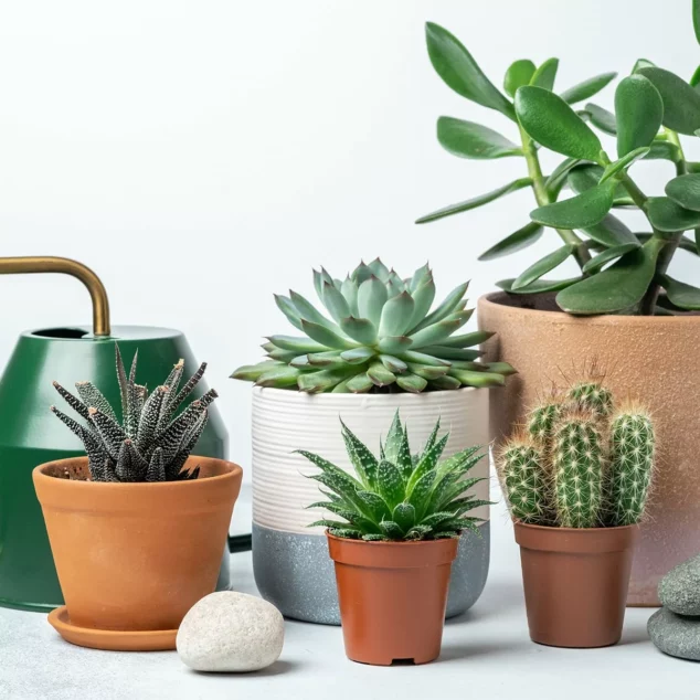 Cacti & succulents in pots indoor