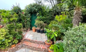 The central steps at Driftwood Garden
