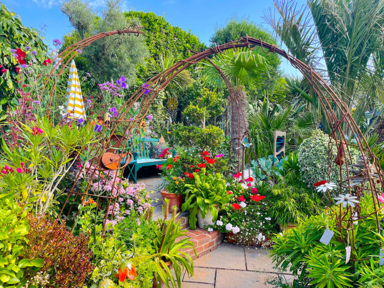 the central steps at Driftwood Garden