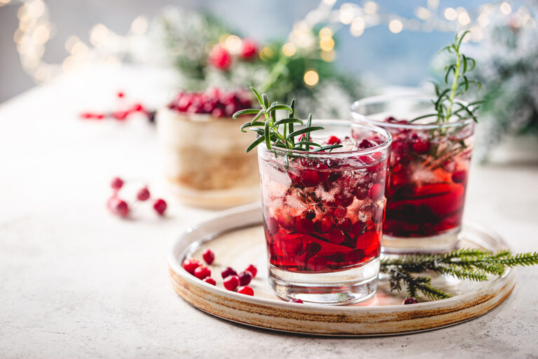 cranberry cocktail with rosemary sprigs