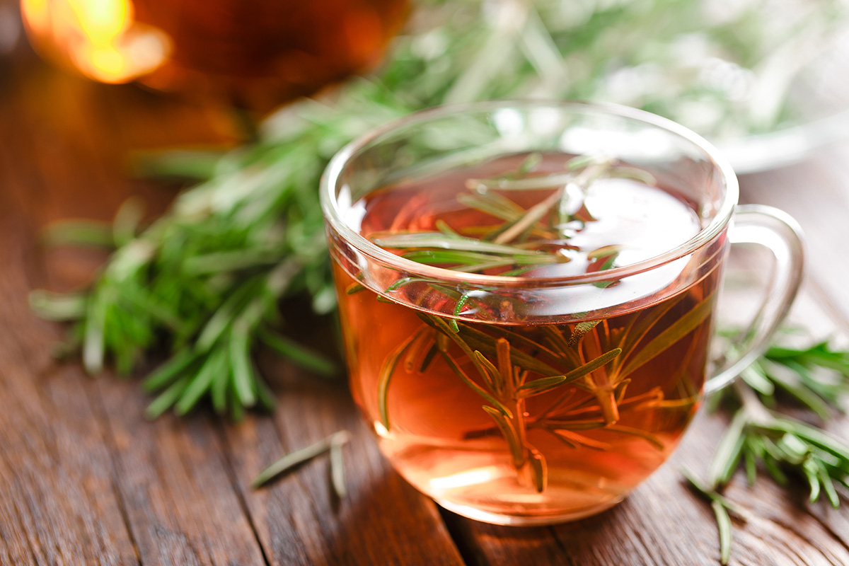 Tea made from using fresh rosemary